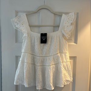 Brand new, small, white eyelet blouse